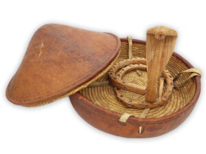 Etiopisk læderkurv – Agelgel – ø33 cm Kurve