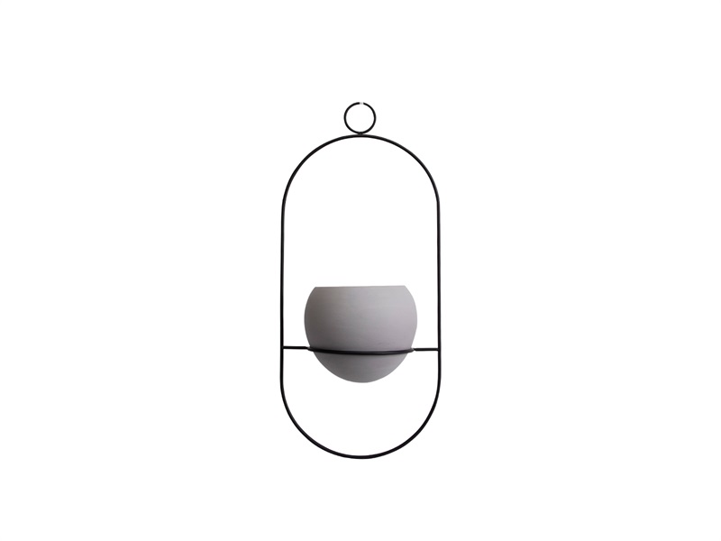 Kera hængende urtepotteskjuler – Lysegrå/Sort – Keramik – House of Sander Dekoration 2