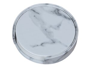 Ølbrikker – Hvid marmor look – Imiteret læder – House of Sander Bordskånere
