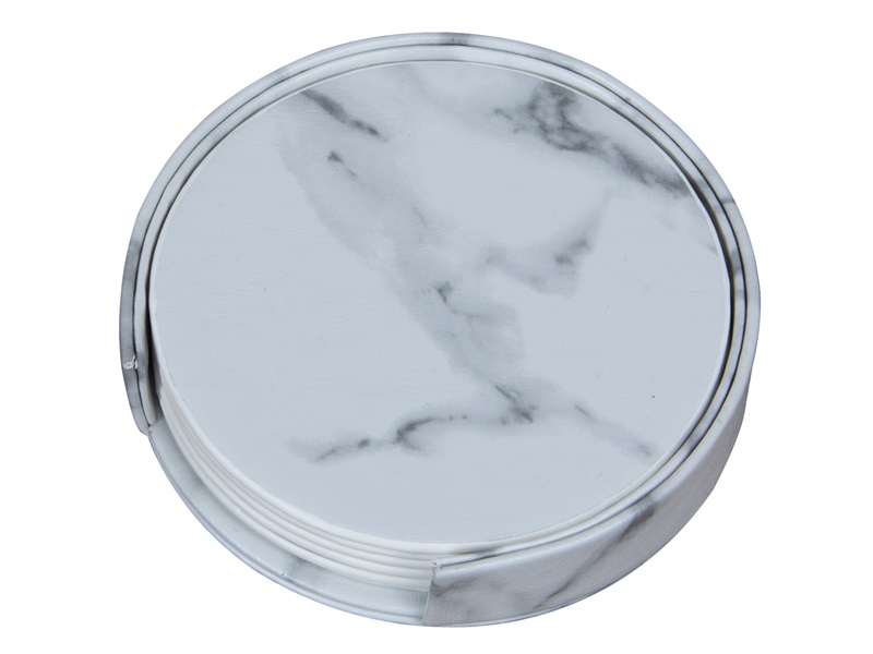 Ølbrikker – Hvid marmor look – Imiteret læder – House of Sander Bordskånere 2