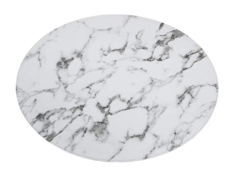 Oval dækkeserviet – Hvid marmor look – HARD – Imiteret læder – House of Sander Dækkeservietter 2