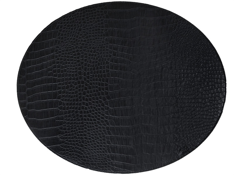 Oval dækkeserviet - Sort slange mønster - HARD - Imiteret læder - House of Sander