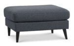 Ask puf, rektangulær – navy blå polyester stof og sort træ (85×70) - Kategori: Komfortable og praktiske puffer 4 Ask puf, rektangulær - navy blå polyester stof og sort træ (85x70)