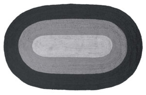 BEPUREHOME Border gulvtæppe, oval - sort og grå jute (170x300)