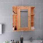 Badeværelsesskab med spejl 66x17x63 cm MDF egetræsfarvet - Kategori: 4 Badeværelsesskab med spejl 66x17x63 cm MDF egetræsfarvet