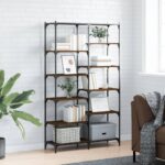 Bogreol 100x32x170 cm konstrueret træ og jern brunt egetræ - Kategori: 4 Bogreol 100x32x170 cm konstrueret træ og jern brunt egetræ