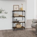 Bogreol 60x33x100 cm konstrueret træ og stål brunt egetræ - Kategori: 4 Bogreol 60x33x100 cm konstrueret træ og stål brunt egetræ