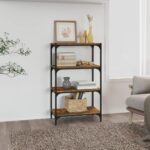 Bogreol 60x33x100 cm konstrueret træ og stål røget egetræ - Kategori: 4 Bogreol 60x33x100 cm konstrueret træ og stål røget egetræ