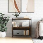 Bogreol 80x30x78,5 cm konstrueret træ og jern røget egetræ - Kategori: 4 Bogreol 80x30x78,5 cm konstrueret træ og jern røget egetræ