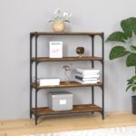 Bogreol 80x33x100 cm konstrueret træ og stål røget egetræ - Kategori: 4 Bogreol 80x33x100 cm konstrueret træ og stål røget egetræ