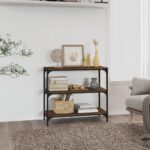 Bogreol 80x33x70,5 cm konstrueret træ og stål brunt egetræ - Kategori: 4 Bogreol 80x33x70,5 cm konstrueret træ og stål brunt egetræ