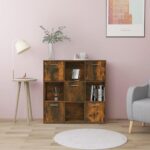Bogreol 90x30x90 cm konstrueret træ røget egetræ - Kategori: 4 Bogreol 90x30x90 cm konstrueret træ røget egetræ