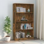 Bogreol m. 4 hylder 80x24x142 cm konstrueret træ røget egetræ - Kategori: 4 Bogreol m. 4 hylder 80x24x142 cm konstrueret træ røget egetræ