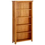 Bogreol med 5 hylder 70x22x140 cm massivt egetræ - Kategori: 4 Bogreol med 5 hylder 70x22x140 cm massivt egetræ