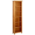 Bogreol med 6 hylder 52x22x180 cm massivt egetræ - Kategori: 4 Bogreol med 6 hylder 52x22x180 cm massivt egetræ