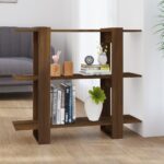 Bogreol/rumdeler 100x30x87 cm brun egetræ - Kategori: Egetræshylder til hjemmet 4 Bogreol/rumdeler 100x30x87 cm brun egetræ