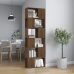 Bogreol/rumdeler 60x24x186 cm brun egetræ - Kategori: 4 Bogreol/rumdeler 60x24x186 cm brun egetræ