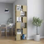 Bogreol/rumdeler 60x24x186 cm konstrueret træ sonoma-egetræ - Kategori: 4 Bogreol/rumdeler 60x24x186 cm konstrueret træ sonoma-egetræ