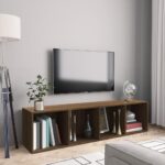 Bogreol/tv-skab 143x30x36 cm konstrueret træ brun egetræ - Kategori: 4 Bogreol/tv-skab 143x30x36 cm konstrueret træ brun egetræ