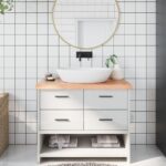 Bordplade til badeværelse 100x60x(2-6) cm massivt træ lysebrun - Kategori: 4 Bordplade til badeværelse 100x60x(2-6) cm massivt træ lysebrun