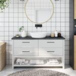 Bordplade til badeværelse 120x30x(2-4) cm massivt træ mørkebrun - Kategori: 4 Bordplade til badeværelse 120x30x(2-4) cm massivt træ mørkebrun