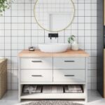 Bordplade til badeværelse 120x50x(2-6)cm massivt træ ubehandlet - Kategori: 4 Bordplade til badeværelse 120x50x(2-6)cm massivt træ ubehandlet