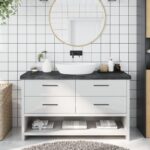 Bordplade til badeværelse 140x30x(2-6) cm massivt træ mørkebrun - Kategori: 4 Bordplade til badeværelse 140x30x(2-6) cm massivt træ mørkebrun