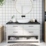 Bordplade til badeværelse 140x40x(2-6) cm massivt træ mørkebrun - Kategori: 4 Bordplade til badeværelse 140x40x(2-6) cm massivt træ mørkebrun