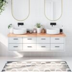 Bordplade til badeværelse 180x40x(2-6) cm massivt træ lysebrun - Kategori: 4 Bordplade til badeværelse 180x40x(2-6) cm massivt træ lysebrun