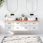 Bordplade til badeværelse 180x50x(2-4) cm massivt træ lysebrun - Kategori: 4 Bordplade til badeværelse 180x50x(2-4) cm massivt træ lysebrun