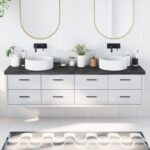 Bordplade til badeværelse 200x30x(2-6) cm massivt træ mørkebrun - Kategori: 4 Bordplade til badeværelse 200x30x(2-6) cm massivt træ mørkebrun