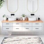 Bordplade til badeværelse 200x50x(2-6) cm massivt træ lysebrun - Kategori: 4 Bordplade til badeværelse 200x50x(2-6) cm massivt træ lysebrun