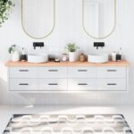 Bordplade til badeværelse 220x30x(2-6) cm massivt træ lysebrun - Kategori: 4 Bordplade til badeværelse 220x30x(2-6) cm massivt træ lysebrun