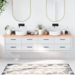 Bordplade til badeværelse 220x40x(2-4) cm massivt træ lysebrun - Kategori: 4 Bordplade til badeværelse 220x40x(2-4) cm massivt træ lysebrun