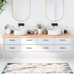 Bordplade til badeværelse 220x50x(2-6) cm massivt træ lysebrun - Kategori: 4 Bordplade til badeværelse 220x50x(2-6) cm massivt træ lysebrun