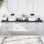 Bordplade til badeværelse 220x50x(2-6) cm massivt træ mørkebrun - Kategori: 4 Bordplade til badeværelse 220x50x(2-6) cm massivt træ mørkebrun