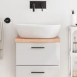 Bordplade til badeværelse 40x30x(2-4) cm massivt træ lysebrun - Kategori: 4 Bordplade til badeværelse 40x30x(2-4) cm massivt træ lysebrun