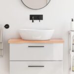 Bordplade til badeværelse 80x30x(2-4) cm massivt træ lysebrun - Kategori: 4 Bordplade til badeværelse 80x30x(2-4) cm massivt træ lysebrun