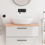 Bordplade til badeværelse 80x40x(2-4) cm massivt træ lysebrun - Kategori: 4 Bordplade til badeværelse 80x40x(2-4) cm massivt træ lysebrun