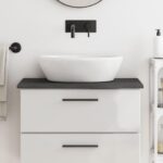 Bordplade til badeværelse 80x40x2 cm massivt træ mørkebrun - Kategori: 4 Bordplade til badeværelse 80x40x2 cm massivt træ mørkebrun
