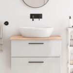 Bordplade til badeværelse 80x50x2 cm massivt træ ubehandlet - Kategori: 4 Bordplade til badeværelse 80x50x2 cm massivt træ ubehandlet