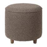 COZY LIVING Effie puf, m. låg og opbevaringsplads, rund – mocca brun bouclé polyester (Ø45) - Kategori: 4 COZY LIVING Effie puf, m. låg og opbevaringsplads, rund - mocca brun bouclé polyester (Ø45)