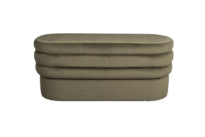 DUTCHBONE Aditi bænk, oval - grøn polyester (93x35)