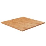 Firkantet bordplade 80x80x2,5 cm behandlet massivt eg lysebrun - Kategori: 4 Firkantet bordplade 80x80x2,5 cm behandlet massivt eg lysebrun