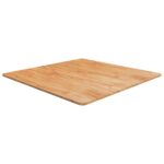 Firkantet bordplade 90x90x1,5 cm behandlet massivt eg lysebrun - Kategori: 4 Firkantet bordplade 90x90x1,5 cm behandlet massivt eg lysebrun