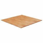 Firkantet bordplade 90x90x2,5 cm behandlet massivt eg lysebrun