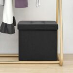 Foldbar puf kunstlærred sort - Kategori: 4 Foldbar puf kunstlærred sort