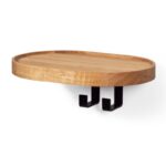Hylde i egetræ med to sorte knager 28x20x2,5 cm - Kategori: Egetræshylder til hjemmet 4 Hylde i egetræ med to sorte knager 28x20x2,5 cm