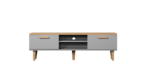 KOCOT Denver TV-bord, m. 2 låger og 1 hylde - chinchilla grå og natur hickory spånplader (160x47,2)