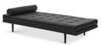 Kennedy daybed, m. nakkestøtte – sort læder og sort træ (200×84) - Kategori: 4 Kennedy daybed, m. nakkestøtte - sort læder og sort træ (200x84)